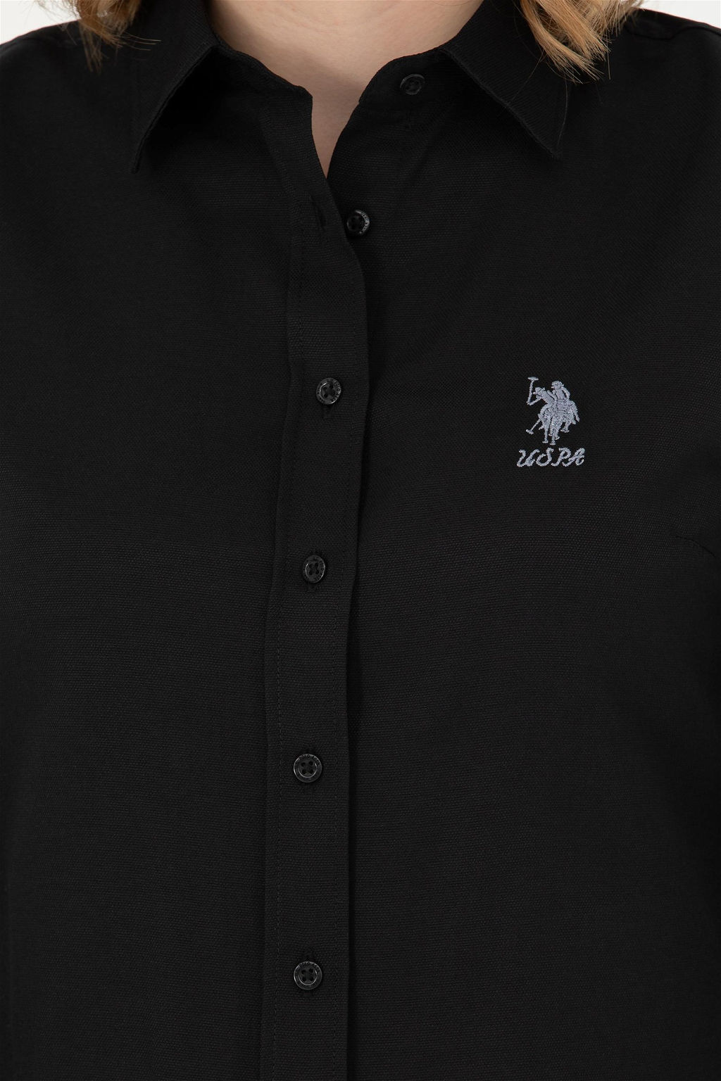 Женская черная базовая рубашка с длинным рукавом - U.s. polo assn фото 7