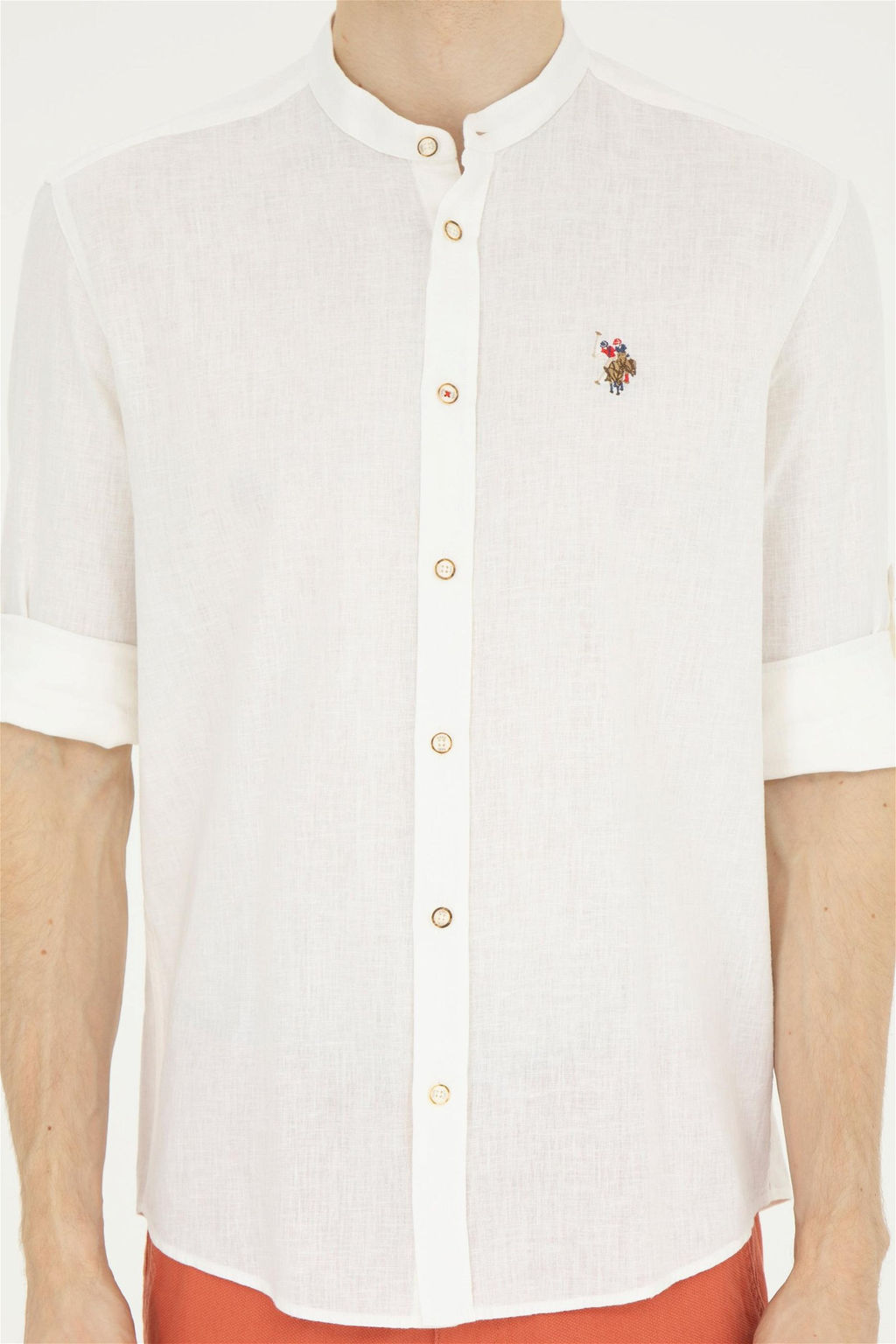 Мужская рубашка с длинным рукавом цвета экрю Неожиданная скидка в корзине - U.s. polo assn фото 6