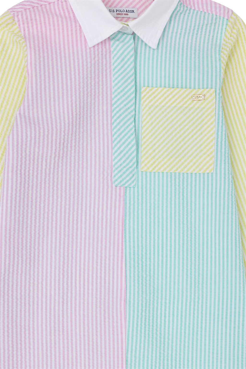 Зеленое тканое платье для девочек - U.s. polo assn фото 4