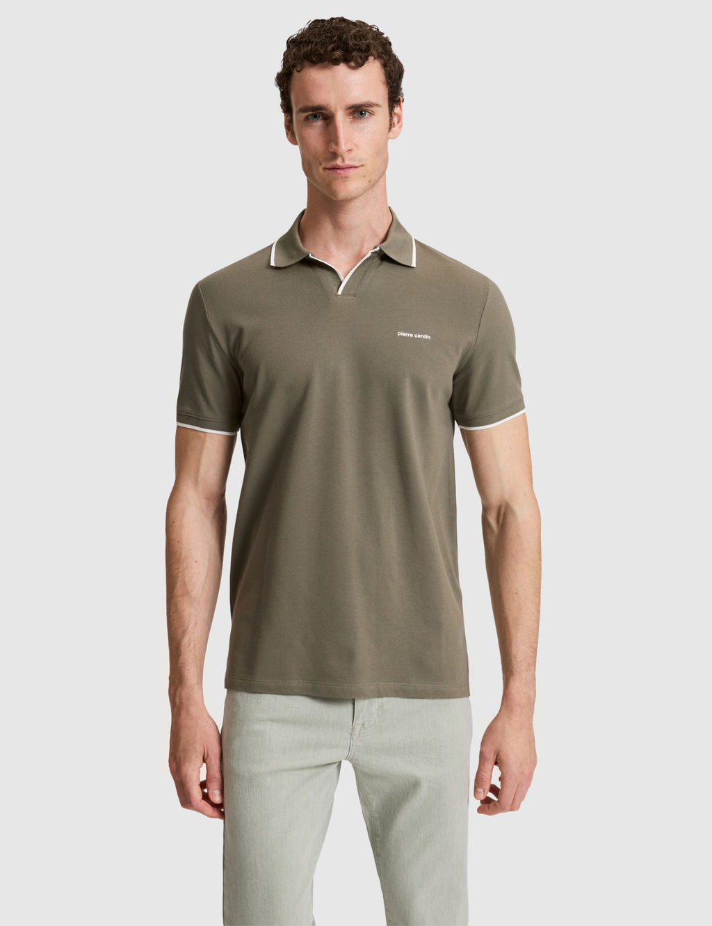 Haki Slim Fit %100 Pamuk Apa_ Yaka Ti__rt