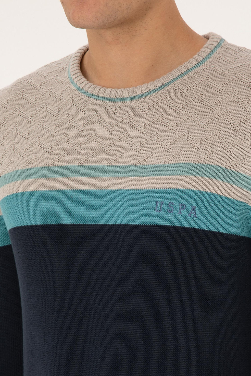 Erkek A__k Lacivert Regular Fit Bisiklet Yaka Kazak