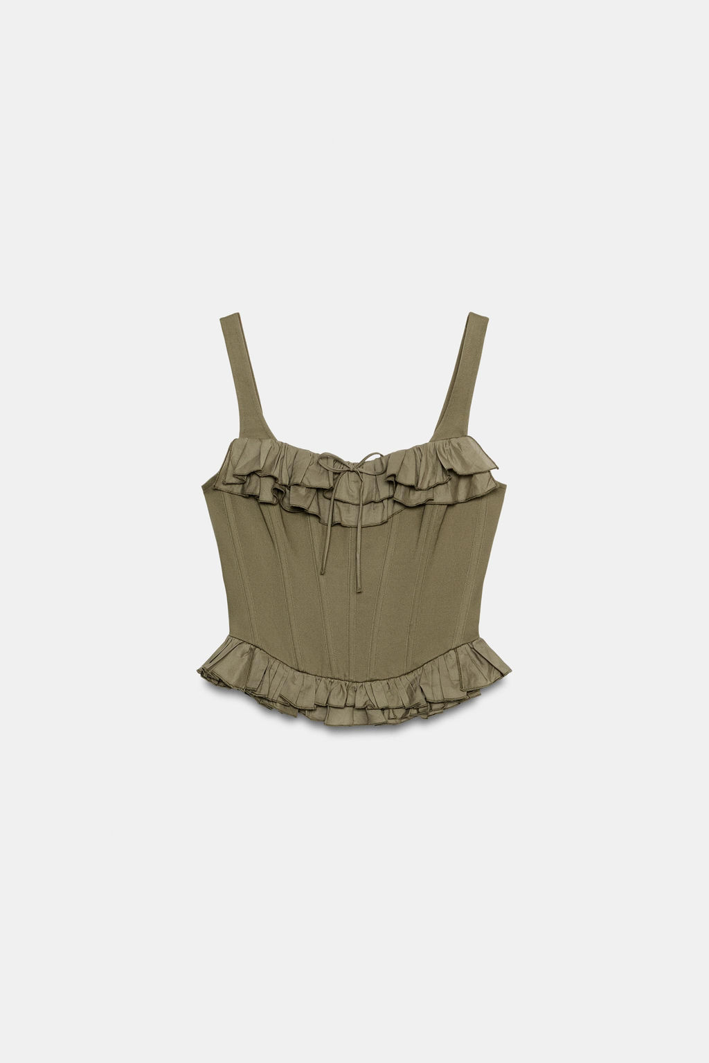 TOP CORSETERO VOLANTES / Khaki oscuro - Zara фото 5