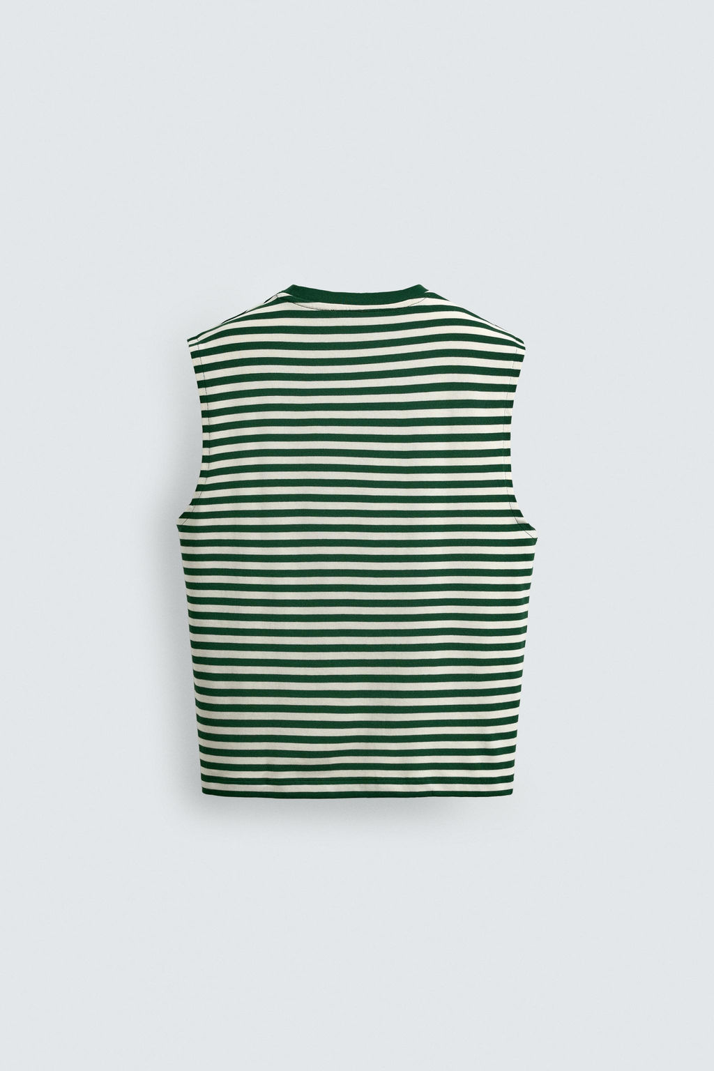 CAMISETA TANK JACQUARD RAYAS / Verde / Crudo