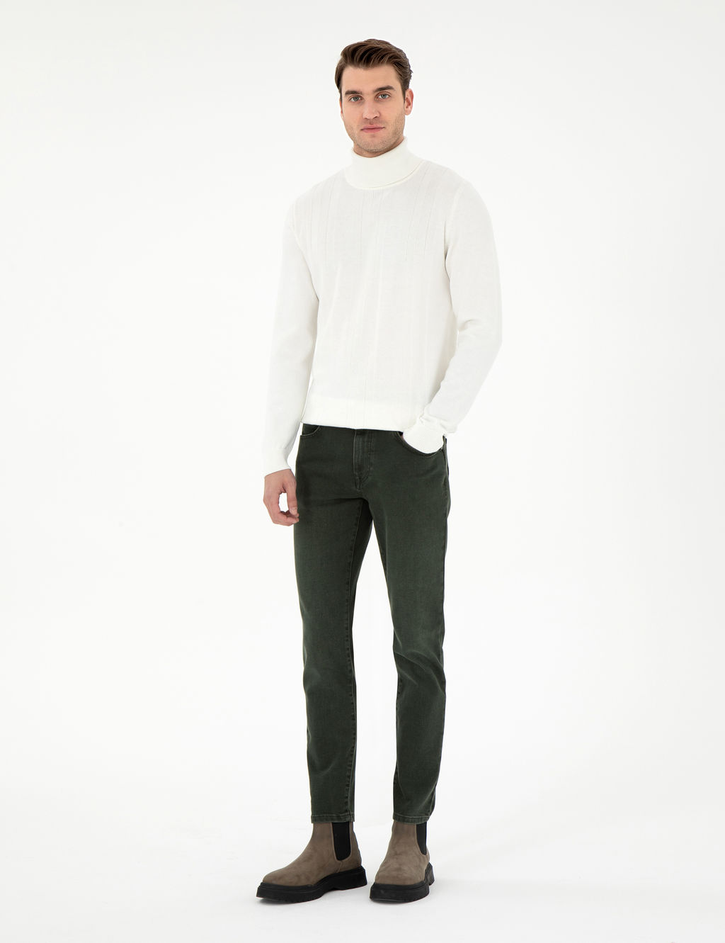 Ye_il Slim Fit Jean Pantolon