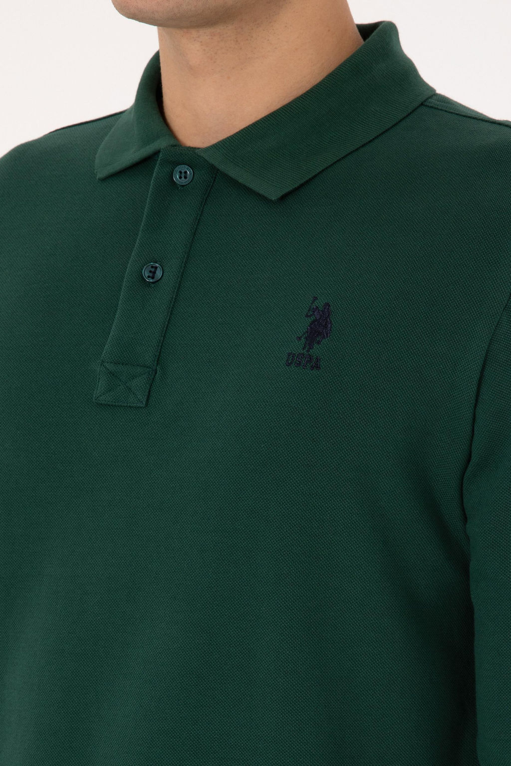 Erkek Slim Fit Polo Yaka Koyu Ye_il Basic Sweatshirt - U.s. polo assn фото 7