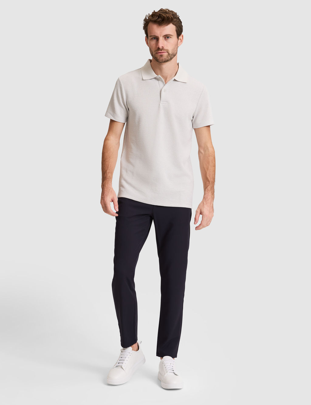 Gri Slim Fit _rme Dokulu Polo Yaka Ti__rt