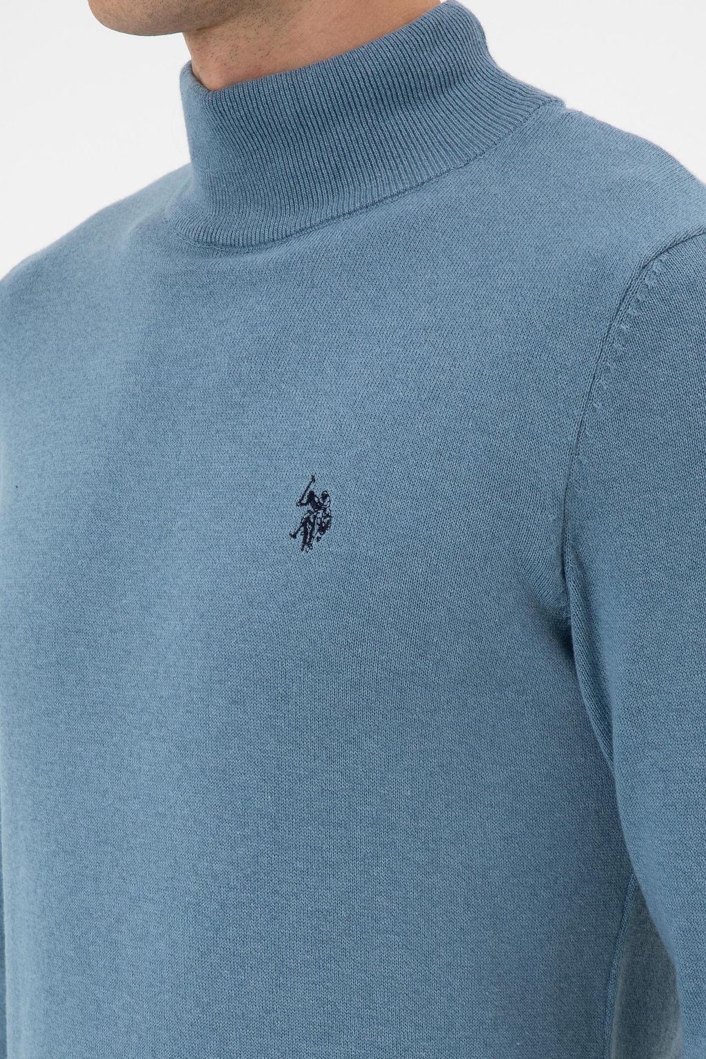 Erkek Slim Fit Bo_azl_ Mavi Basic Kazak - U.s. polo assn фото 7