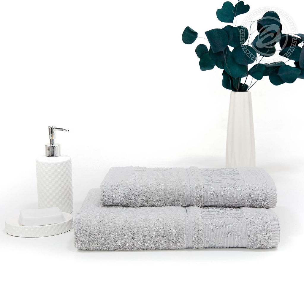 Набор полотенец Бамбук (серый) 50*90; 70*140/1 шт. - 50*90; 1шт. -70*140 Махровые полотенца Арт Дизайн (Узбекистан)