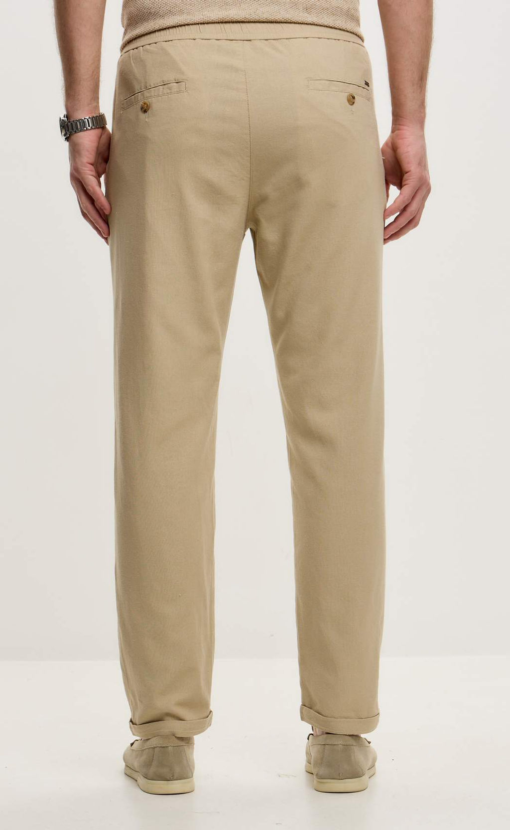 Брюки лен F211-0871 beige