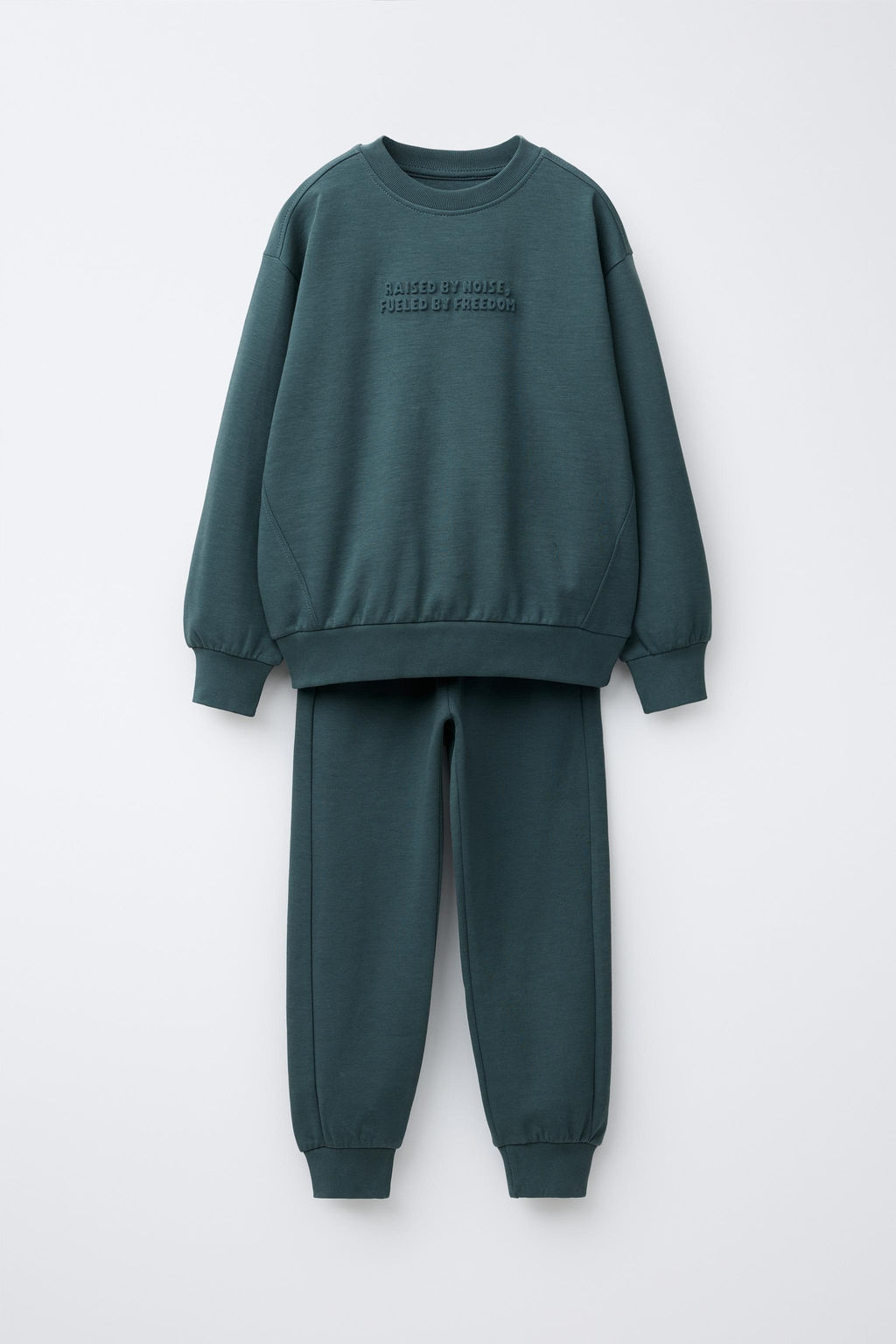 EMBOSSED TEXT INTERLOCK SWEATSHIRT AND JOGGER SET - Zara фото 11