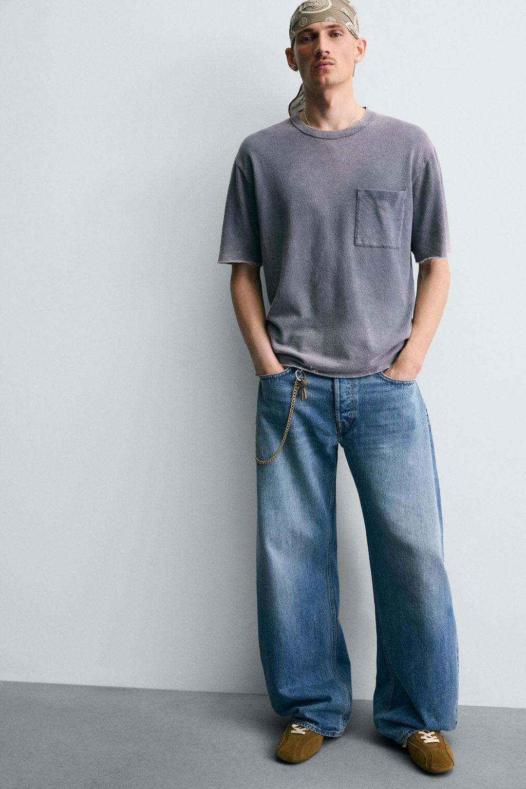 CAMISETA PUNTO RELAXED FIT LAVADO / Azul lavado - Zara фото 5