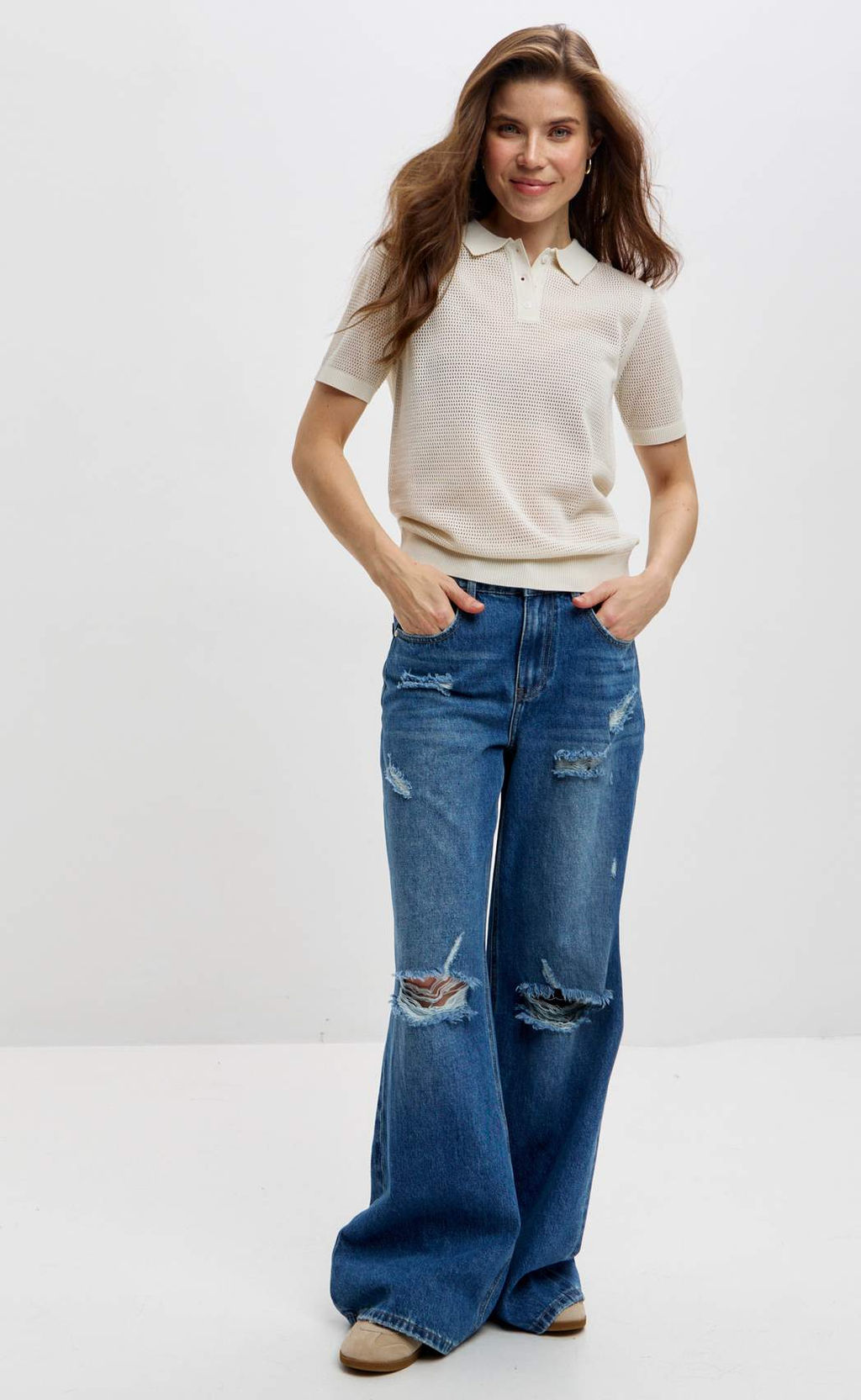 Джемпер Fine Joyce F612-1583 светло-бежевый хлопок фото 8