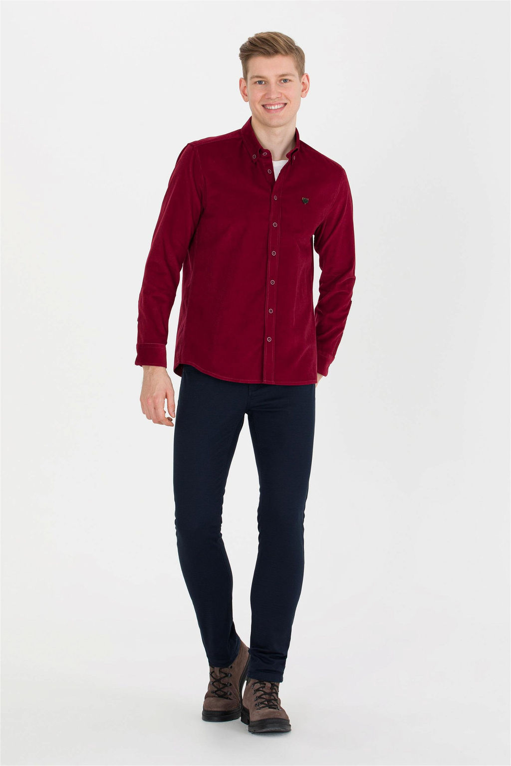 U. S. Polo Assn Мужская рубашка с длинным рукавом вишневого цвета - U.s. polo assn фото 8