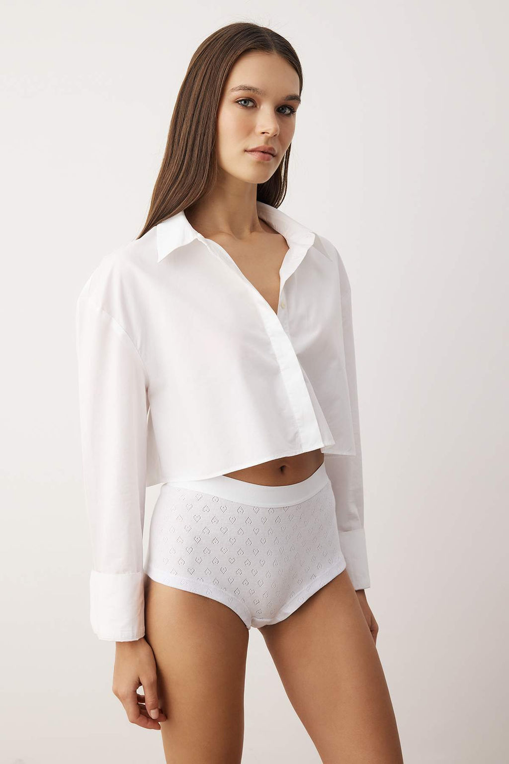 Beyaz-Cok Renkli 3lu Pointel Hipster Lastikli Kalp Hipster Kulot THMAW26KU00021 - Trendyolmilla фото 7