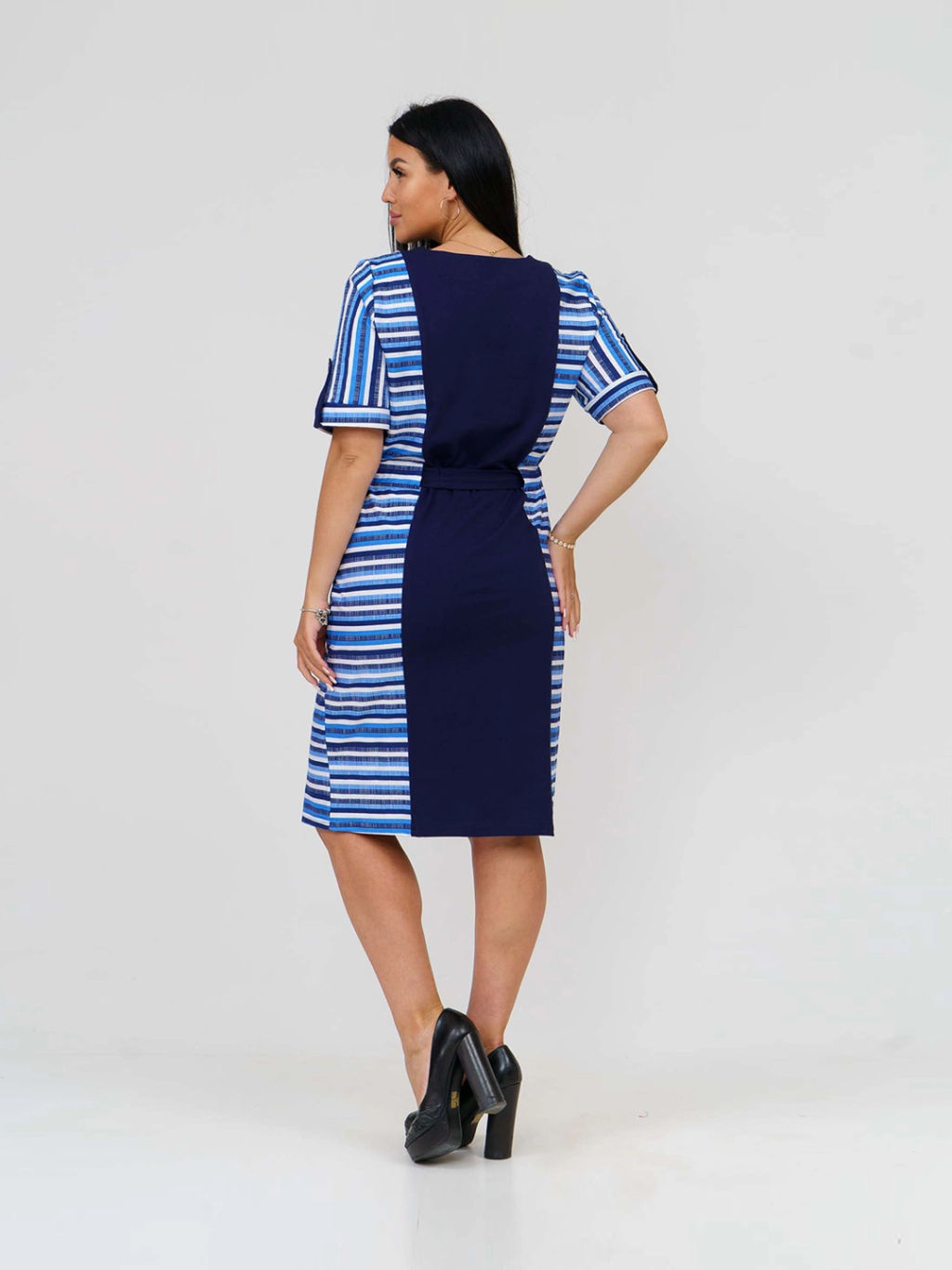 Платье женское, цвет синий белый