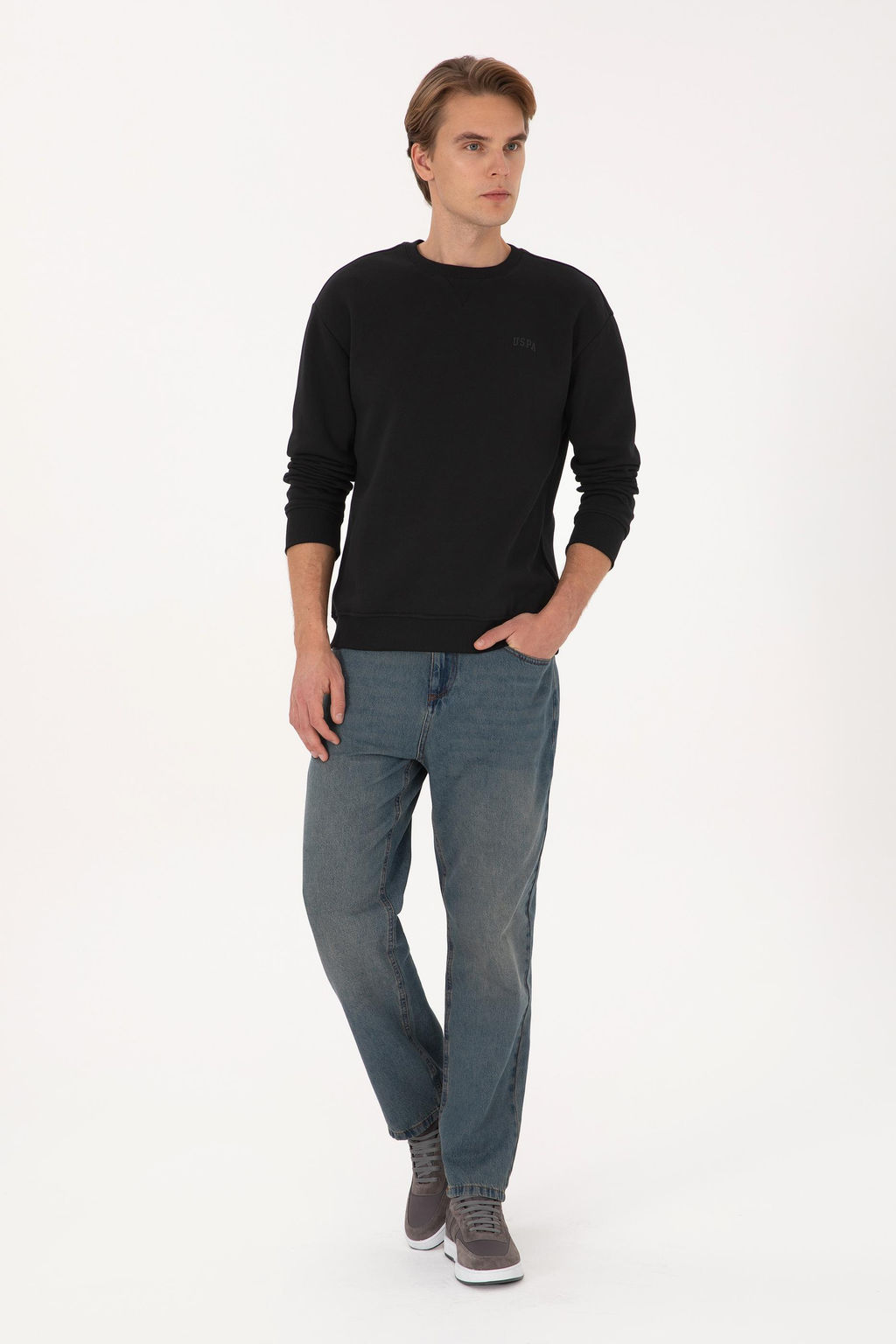 Erkek Siyah Basic Sweatshirt - U.s. polo assn фото 4