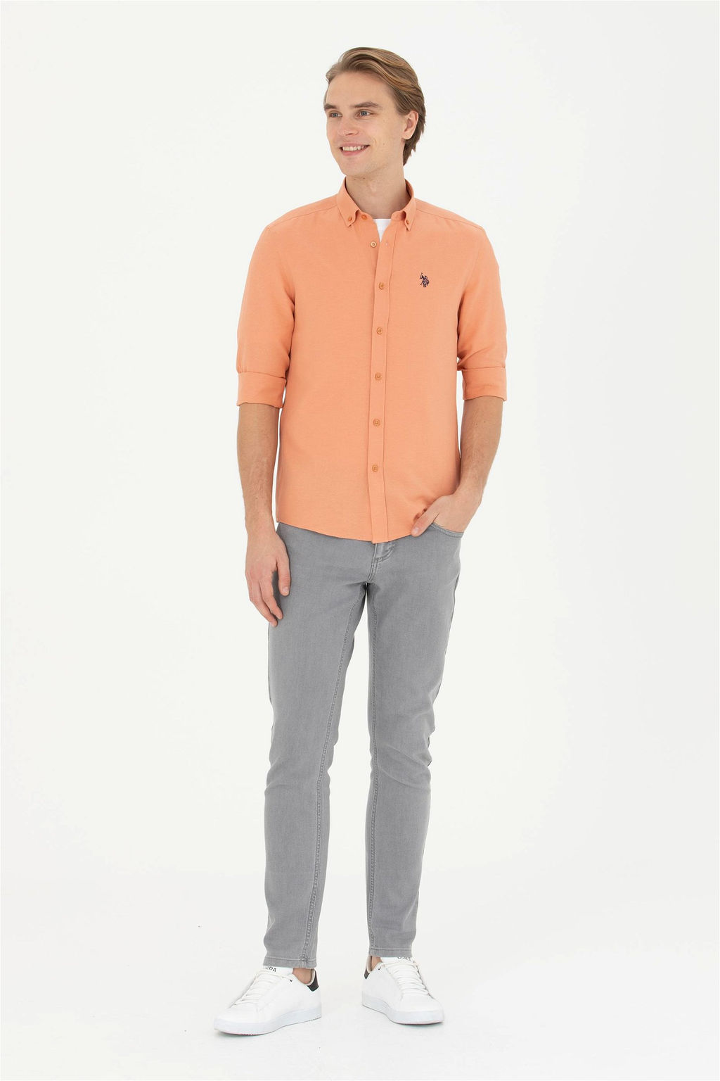 Мужская базовая рубашка с длинным рукавом Brick Brick - U.s. polo assn фото 4