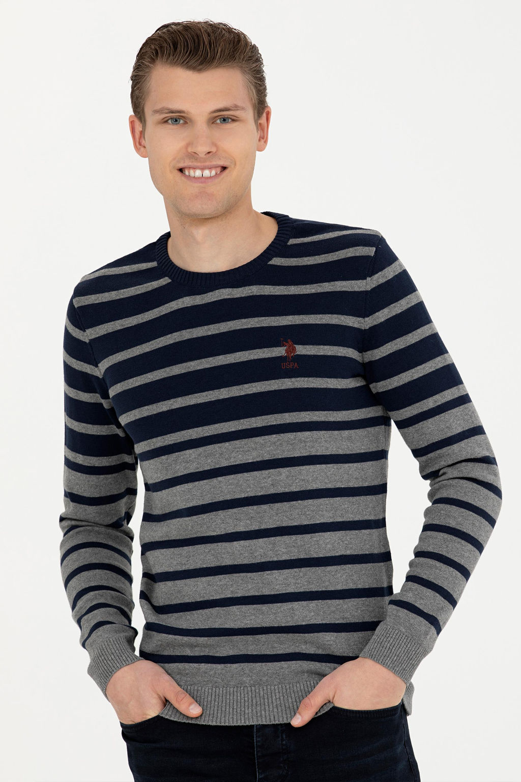 Мужской серый меланжевый свитер Неожиданная скидка в корзине - U.s. polo assn фото 10