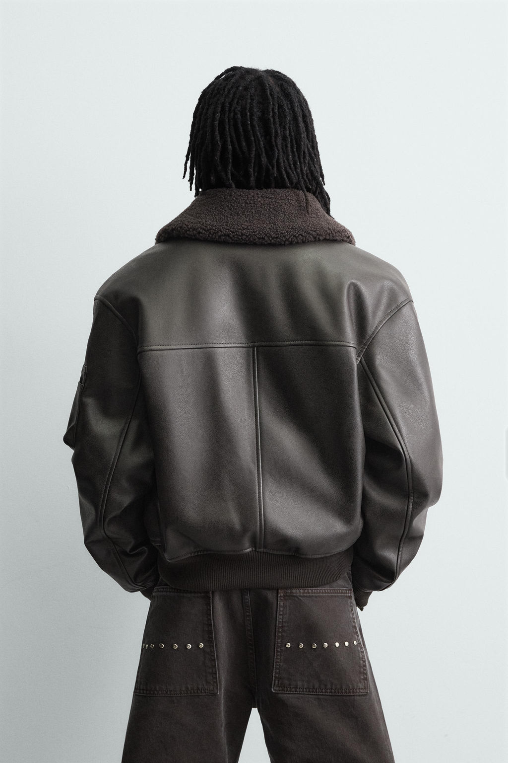LEATHER EFFECT JACKET WITH DETACHABLE COLLAR - Zara фото 11