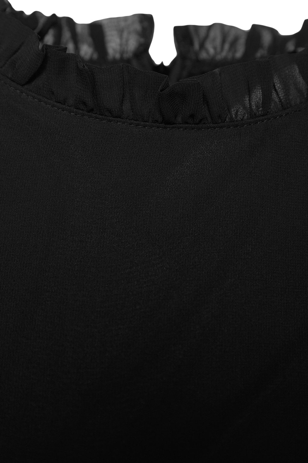 TRENDYOLMILLA Siyah A Kesim F?rf?r Detayl? Dik Yaka Mini Astarl? Sifon Dokuma K?sl?k Elbise TWOAW24EL00722  фото 21