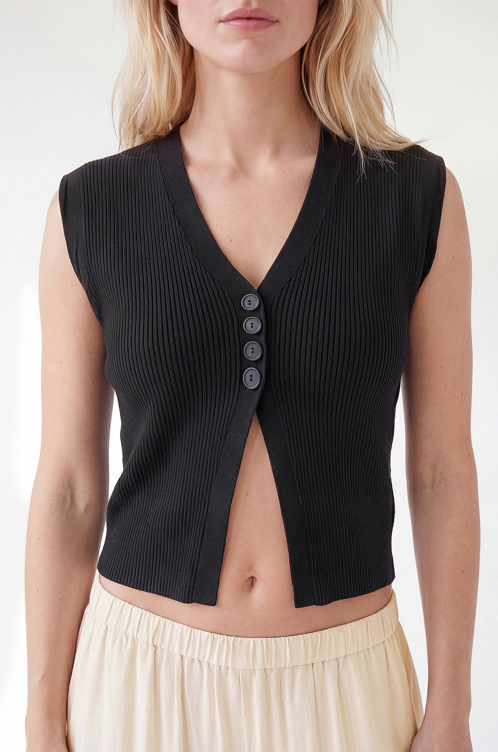 Женский топ вязаный лапша на пуговицах Happyfox