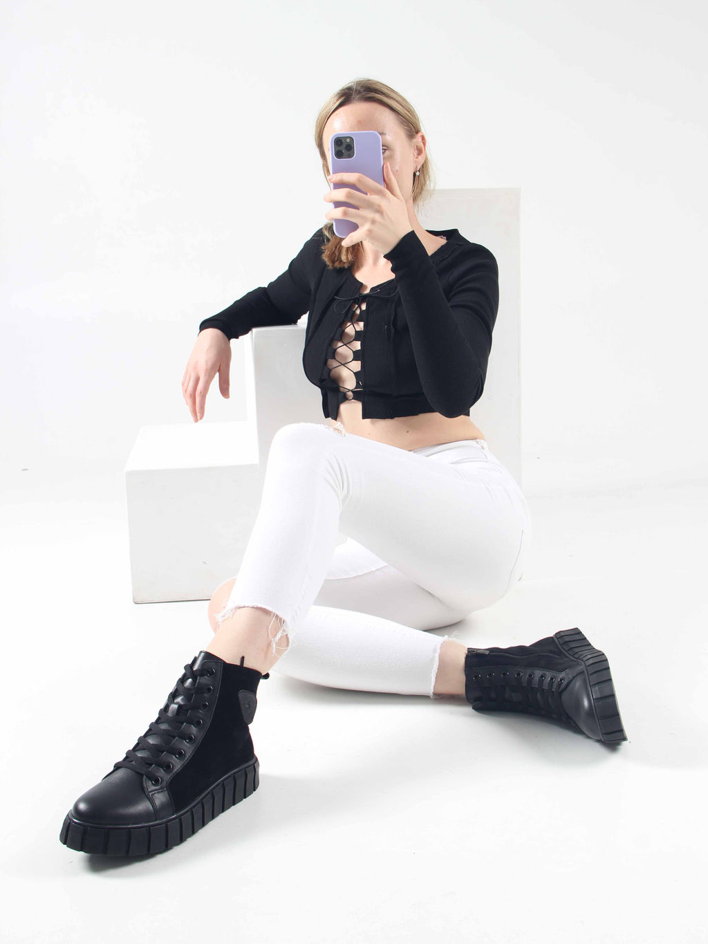 Ботинки 214.1918bl.Black.w/Байка