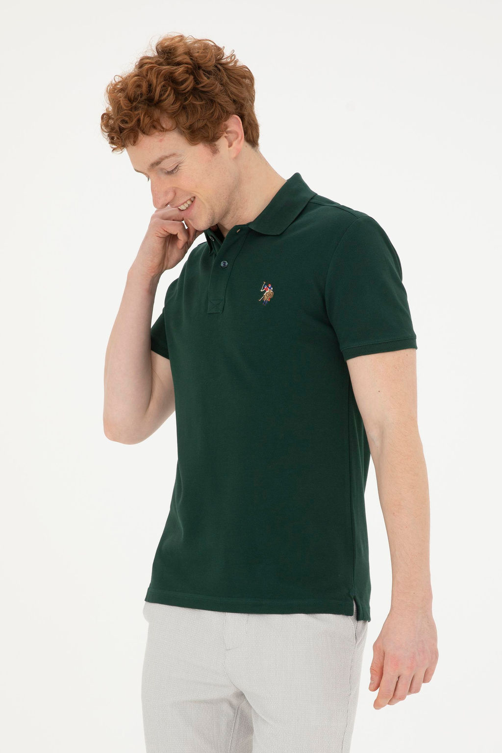 Мужская темно-зеленая базовая футболка - U.s. polo assn фото 3