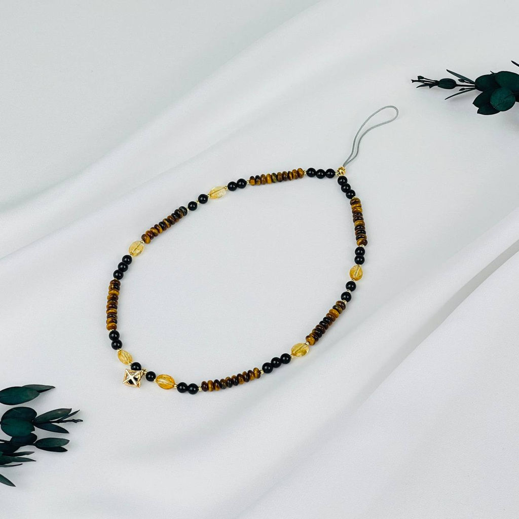 Держатель для телефона из Тигрового глаза, Агата и Цитрина