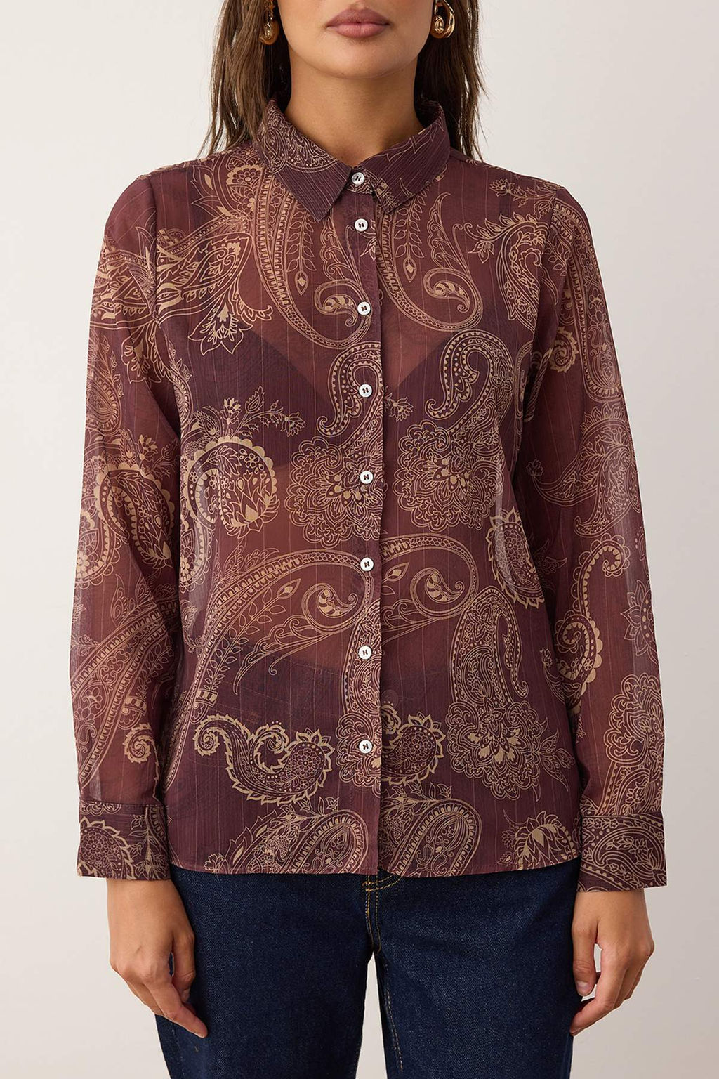 Mavi Sal Desenli Astars?z Yoryo Sifon Gomlek TWOAW26GO00063 - Trendyolmilla фото 7