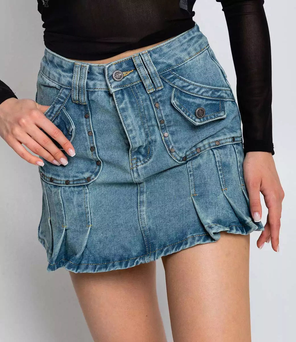 Джинсовая юбка #КТ7260 (1), голубой