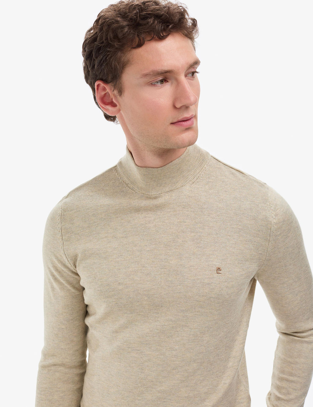 Kum Melanj Slim Fit Yar_m Bal_k__ Yaka Basic Triko Kazak