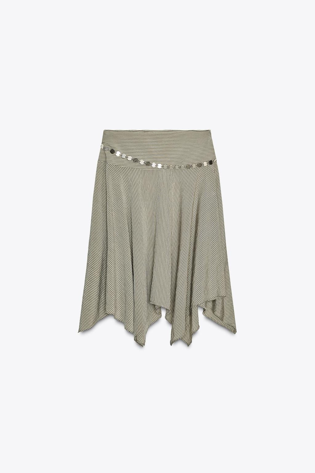 STRIPED ASYMMETRIC BELT MIDI SKIRT - Zara фото 3