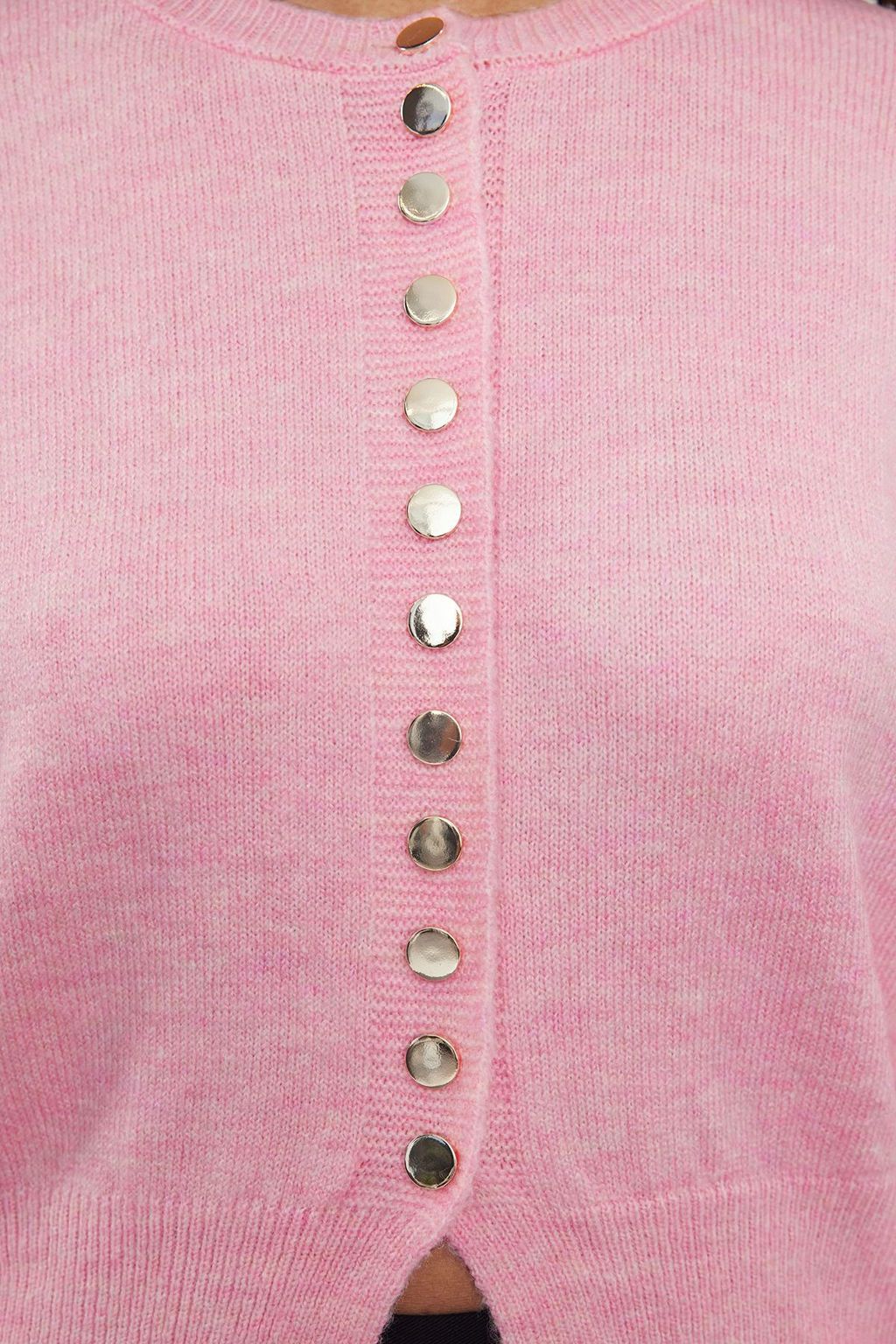 Pembe Basic Dugmeli Ceket Gorunumlu Triko H?rka TWOAW25HI00164