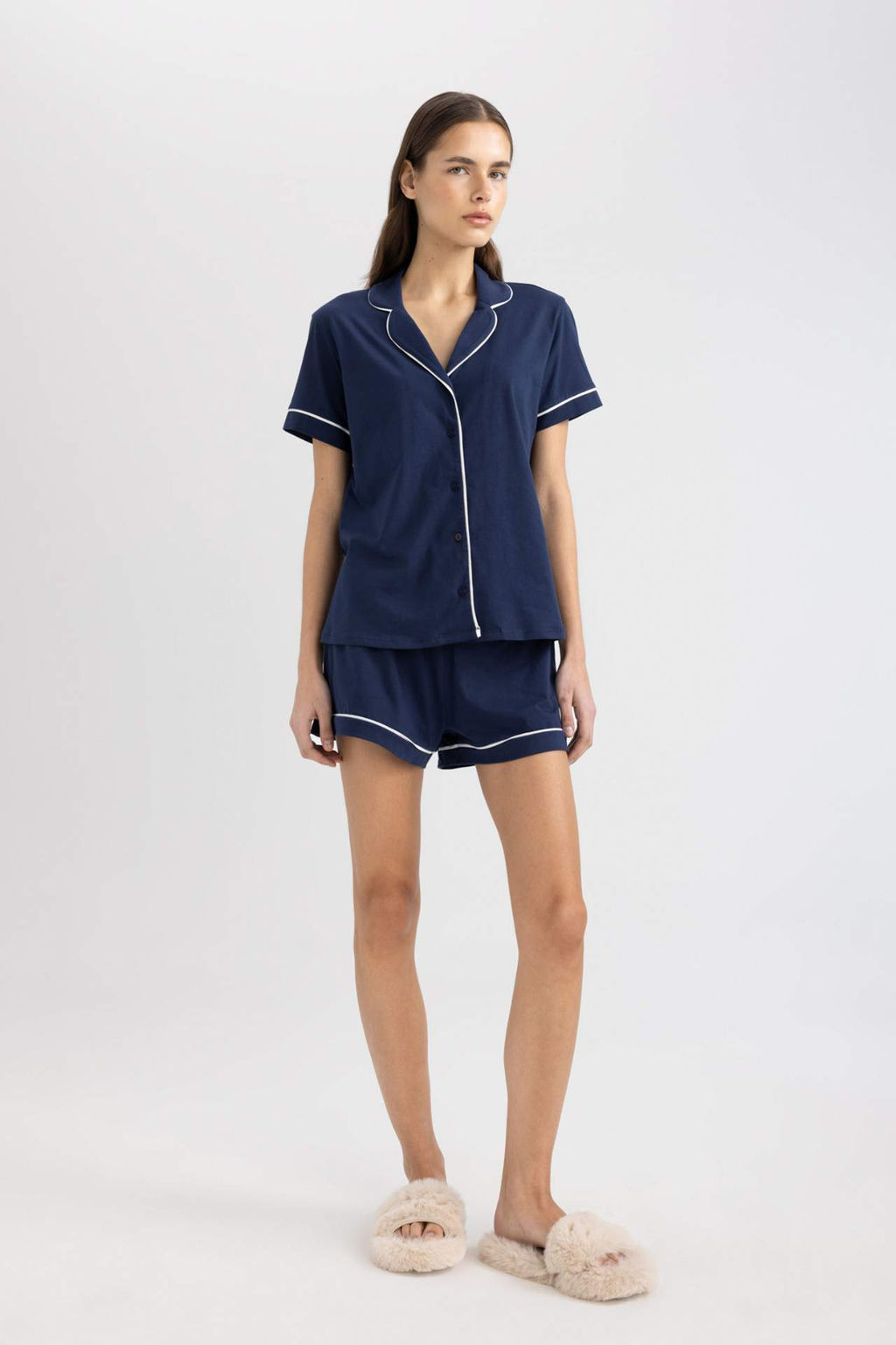 Fall in Love Pijama Tak?m Regular Fit K?sa Kollu Ust Sort - Defacto фото 2