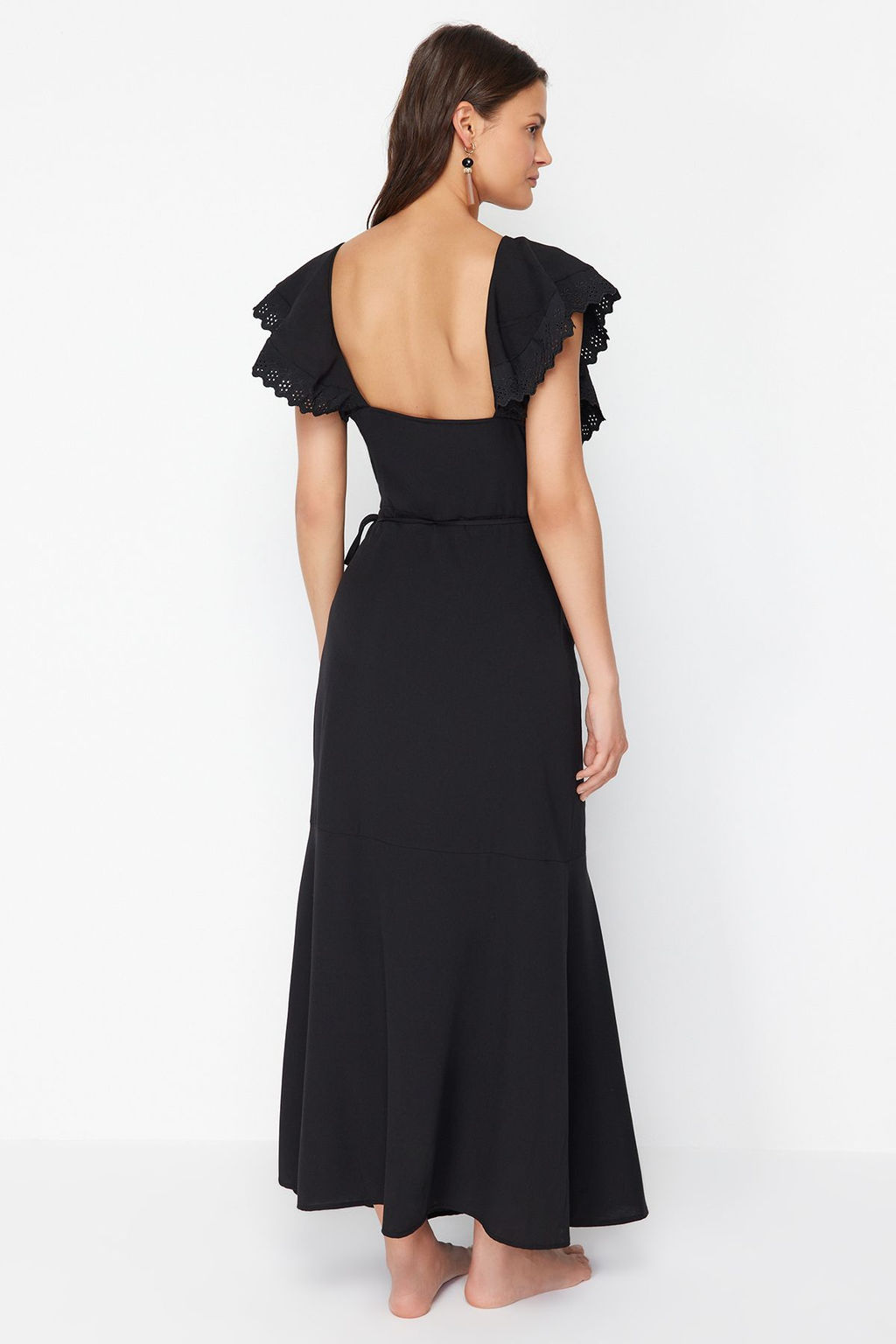 Siyah Maxi Dokuma Baglamal? Plaj Elbisesi TBESS24EL00074 - Trendyolmilla фото 5