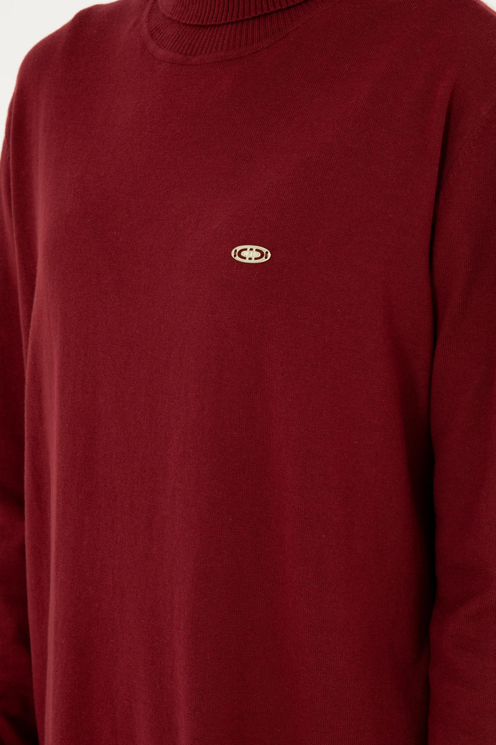 Женский бордово-красный базовый свитер с высоким воротником - U.s. polo assn фото 7