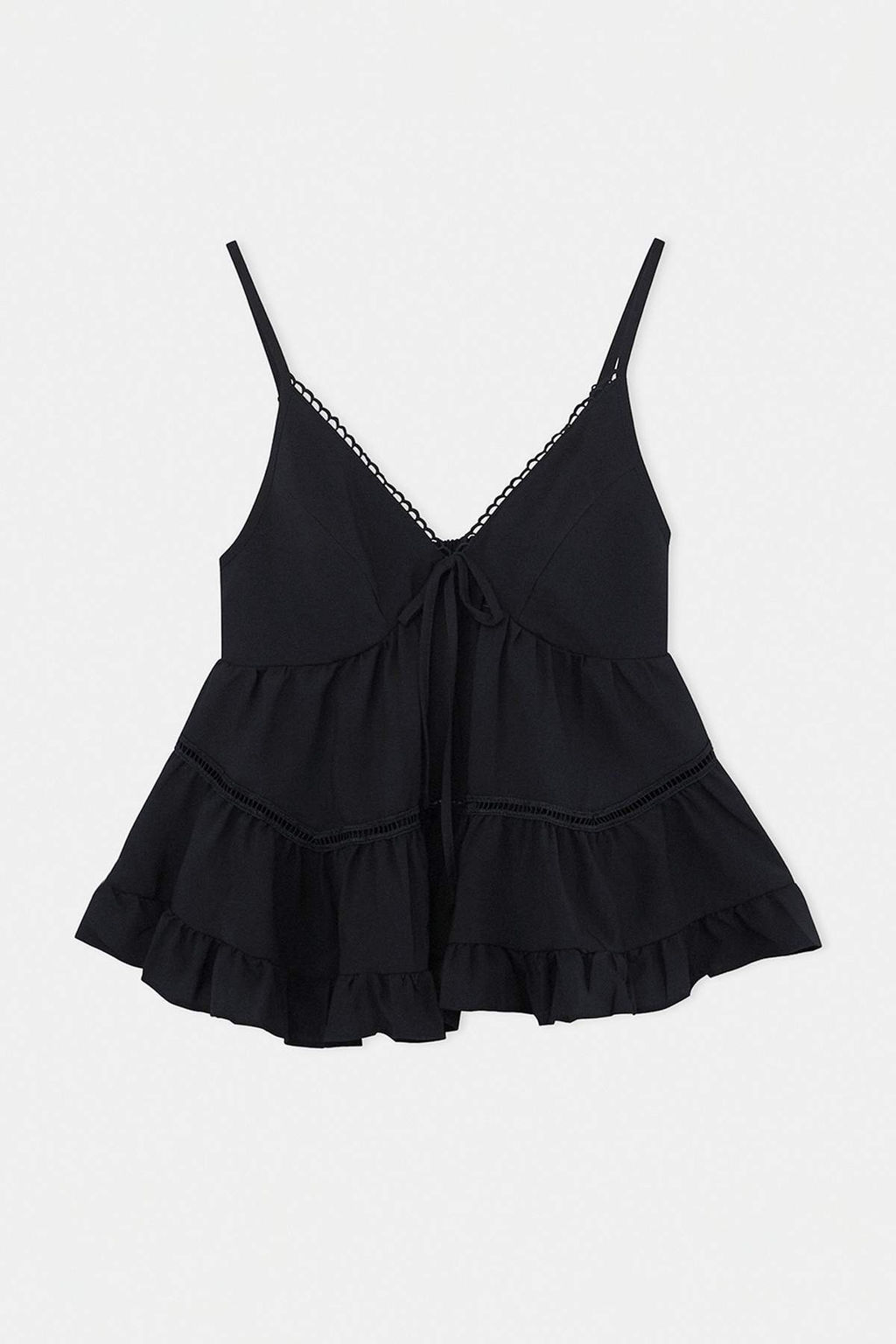 Siyah Godeli S_rt_ Gipe Detayl_ Dokuma Bluz TWOSS26BZ00421
