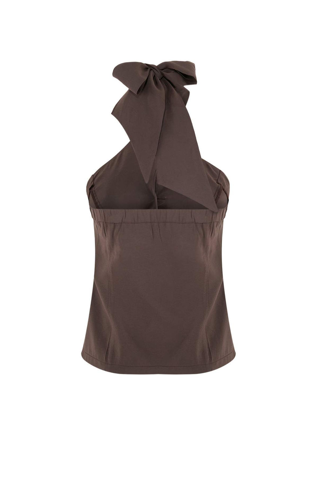 Koyu Kahverengi Modal Kar?s?ml? Boyundan Baglamal? Fitted Yelek TWOSS26YE00029 - Trendyolmilla фото 2