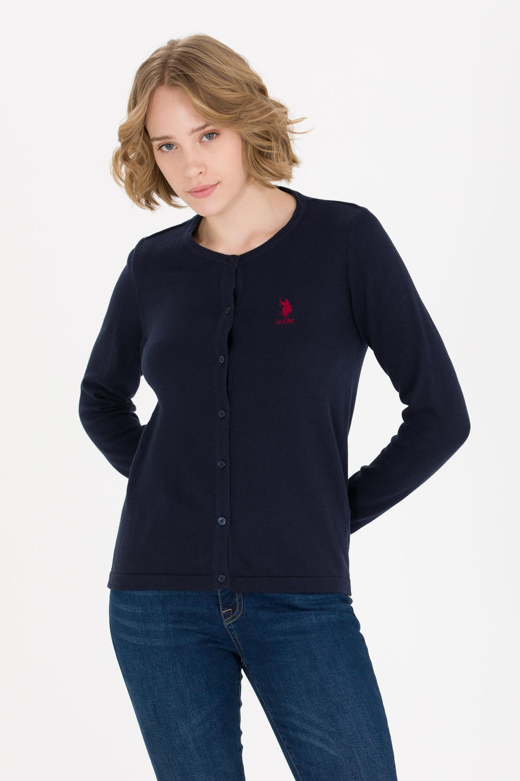 U. S. Polo Assn Женский темно-синий базовый трикотажный кардиган - U.s. polo assn фото 3