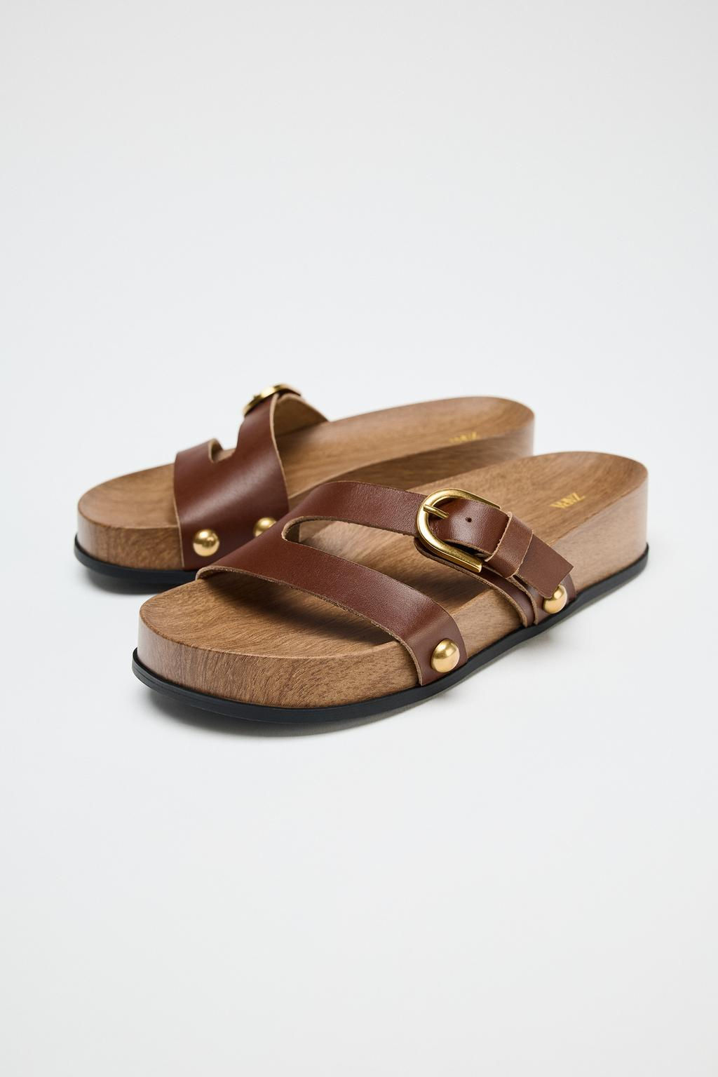 LEATHER STRAPPY PLATFORM SANDALS - Zara фото 3