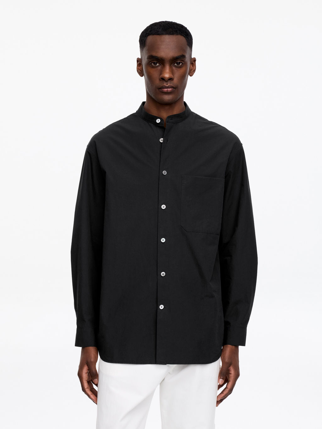 Camisa de popelina con cuello mao - H&m фото 3