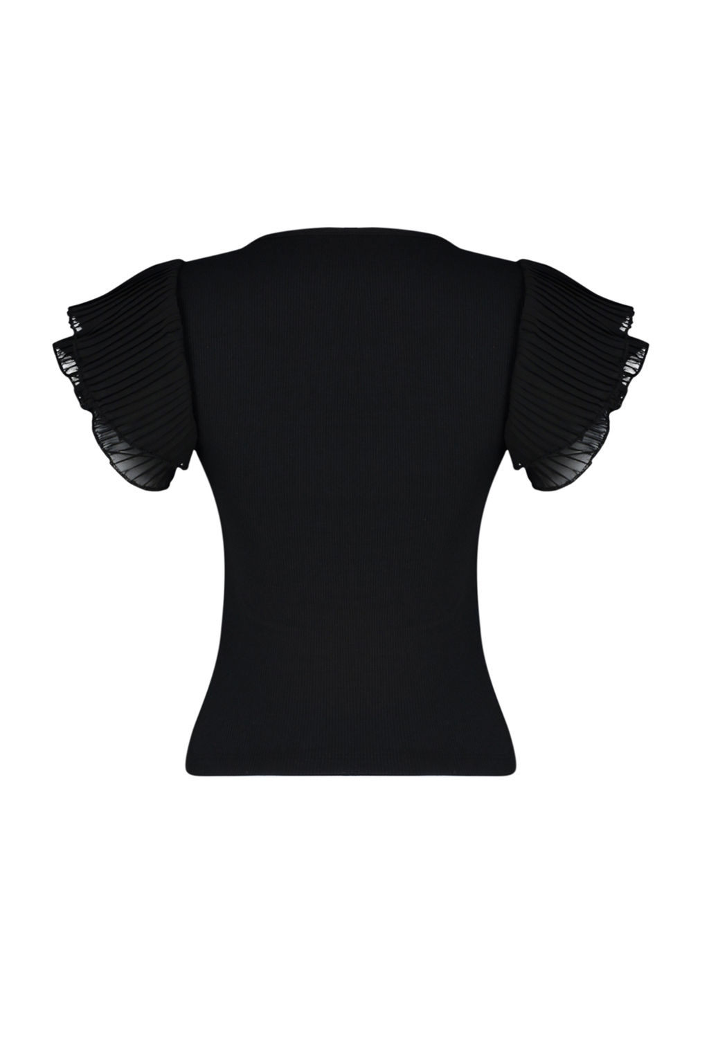 Siyah Kollar? Tul Detayl? Fitted/Vucuda Oturan V yaka Esnek Orme Bluz TWOSS24BZ00029 - Trendyolmilla фото 8