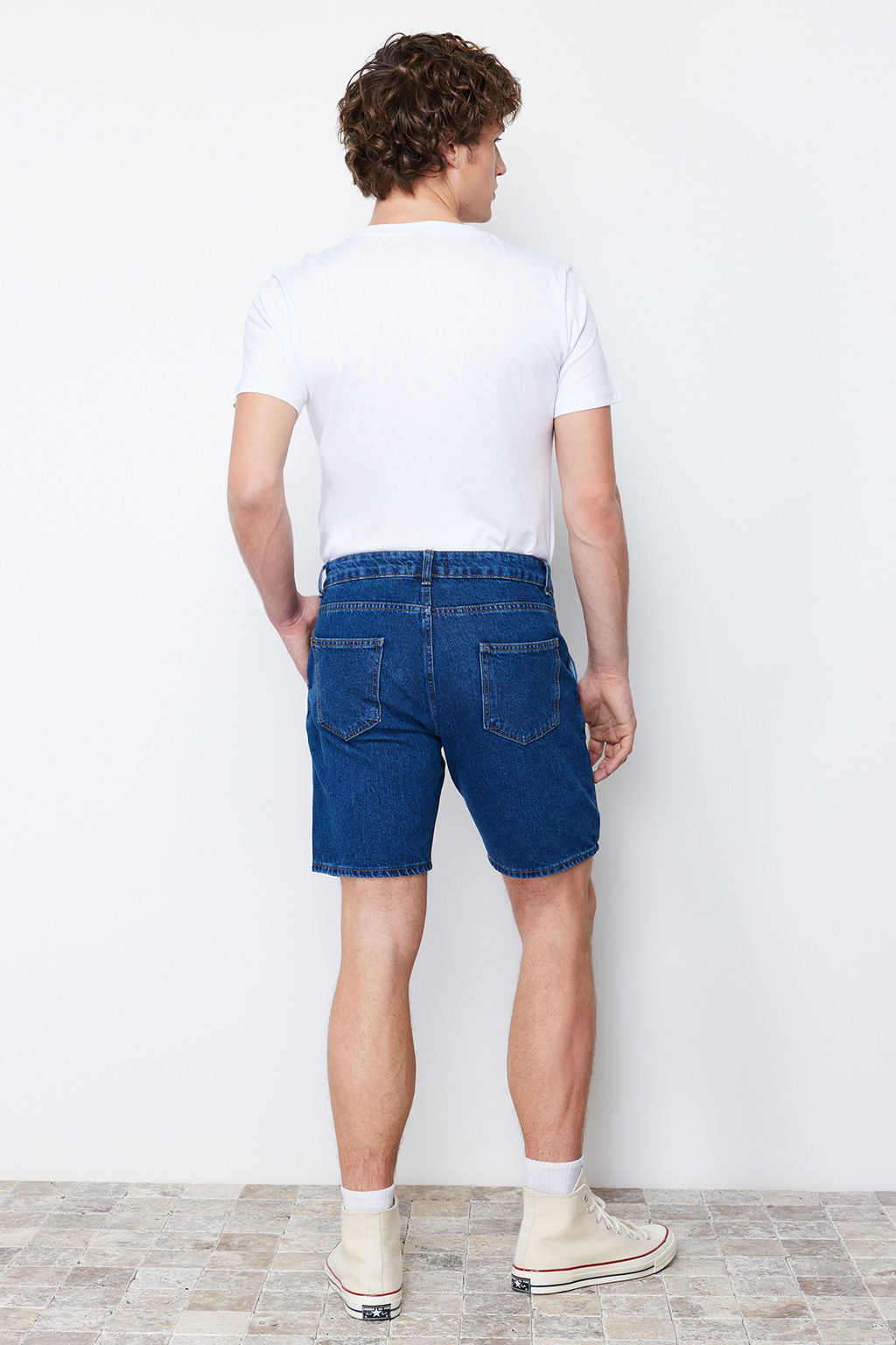 Lacivert Pileli Regular Sort & Bermuda TMNSS21SR0493