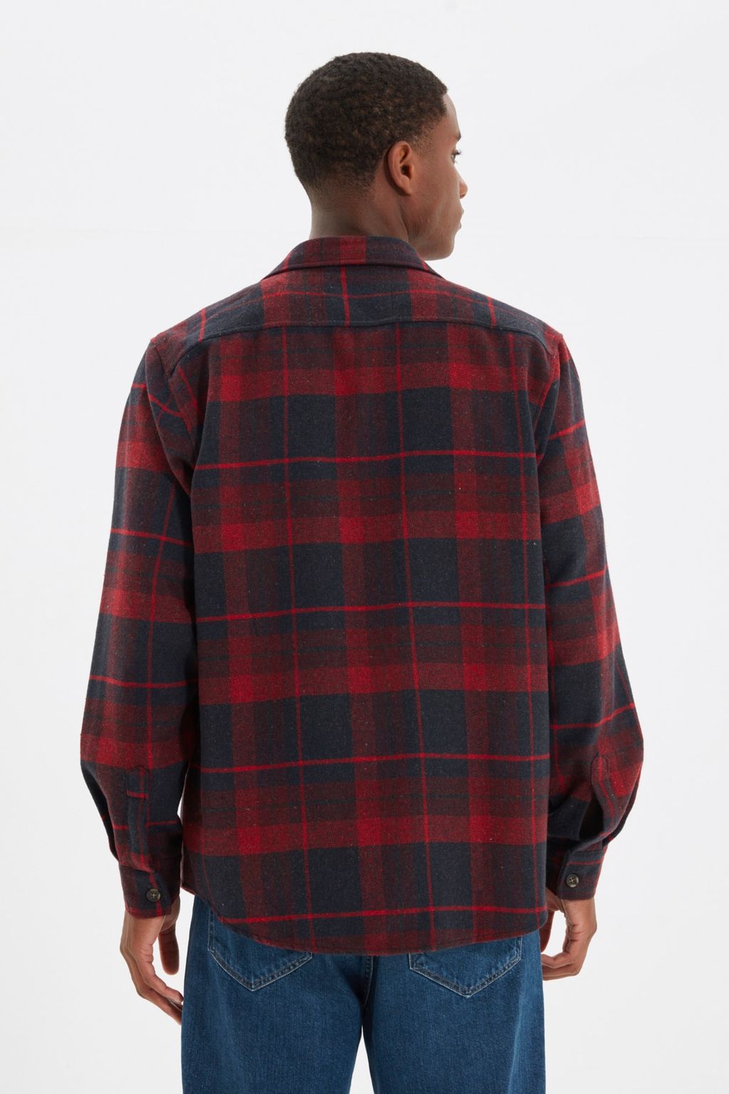 TRENDYOL MAN Bordo Cift Cep Kapakl? Regular Fit K?sl?k Oduncu Kareli Gomlek TMNAW21GO0031 - Trendyolmilla фото 16