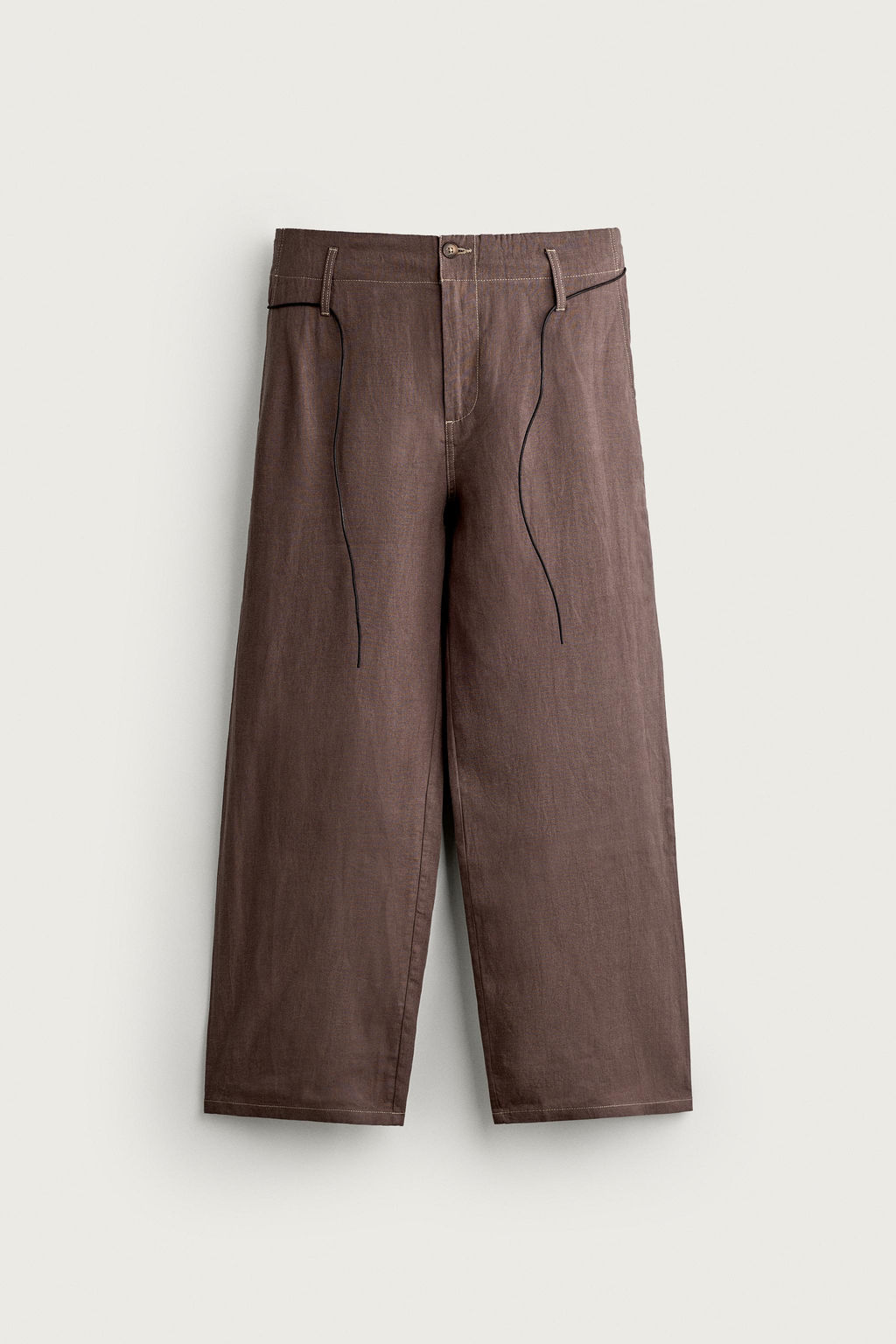 PANTAL?N RELAXED FIT 100% LINO / Marr?n - Zara фото 6