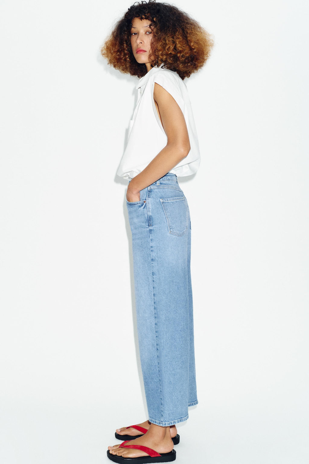JEANS Z1975 CULOTTE TIRO ALTO COMFORT / Azul claro - Zara фото 5