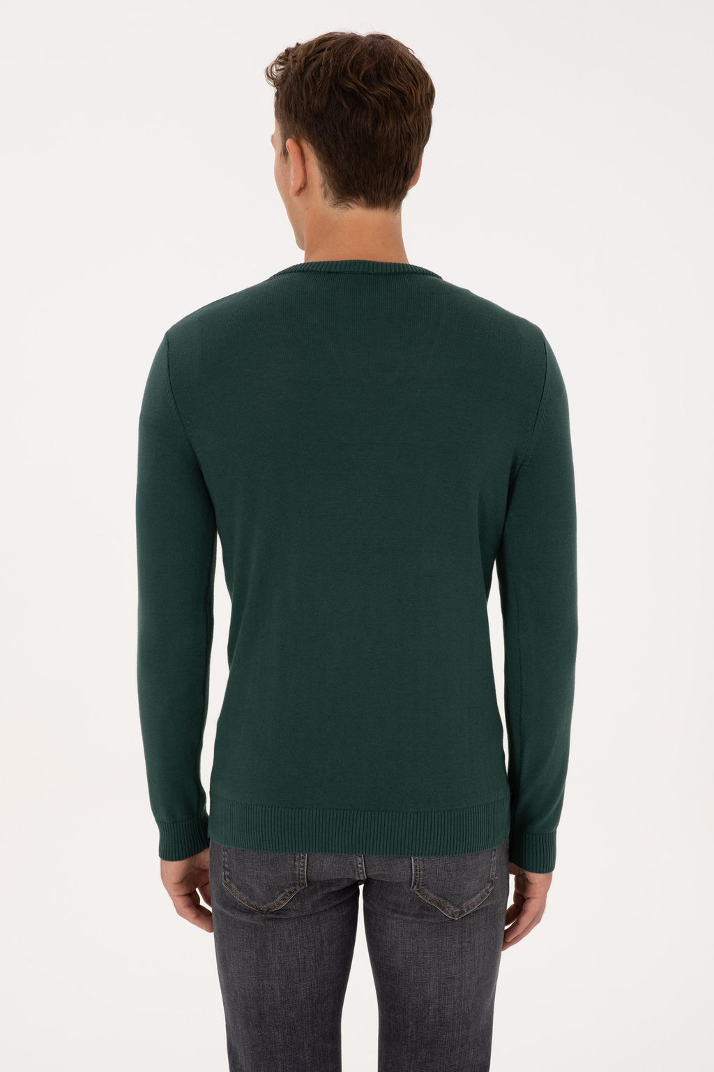 Erkek Slim Fit V Yaka Koyu Ye_il Basic Kazak - U.s. polo assn фото 5