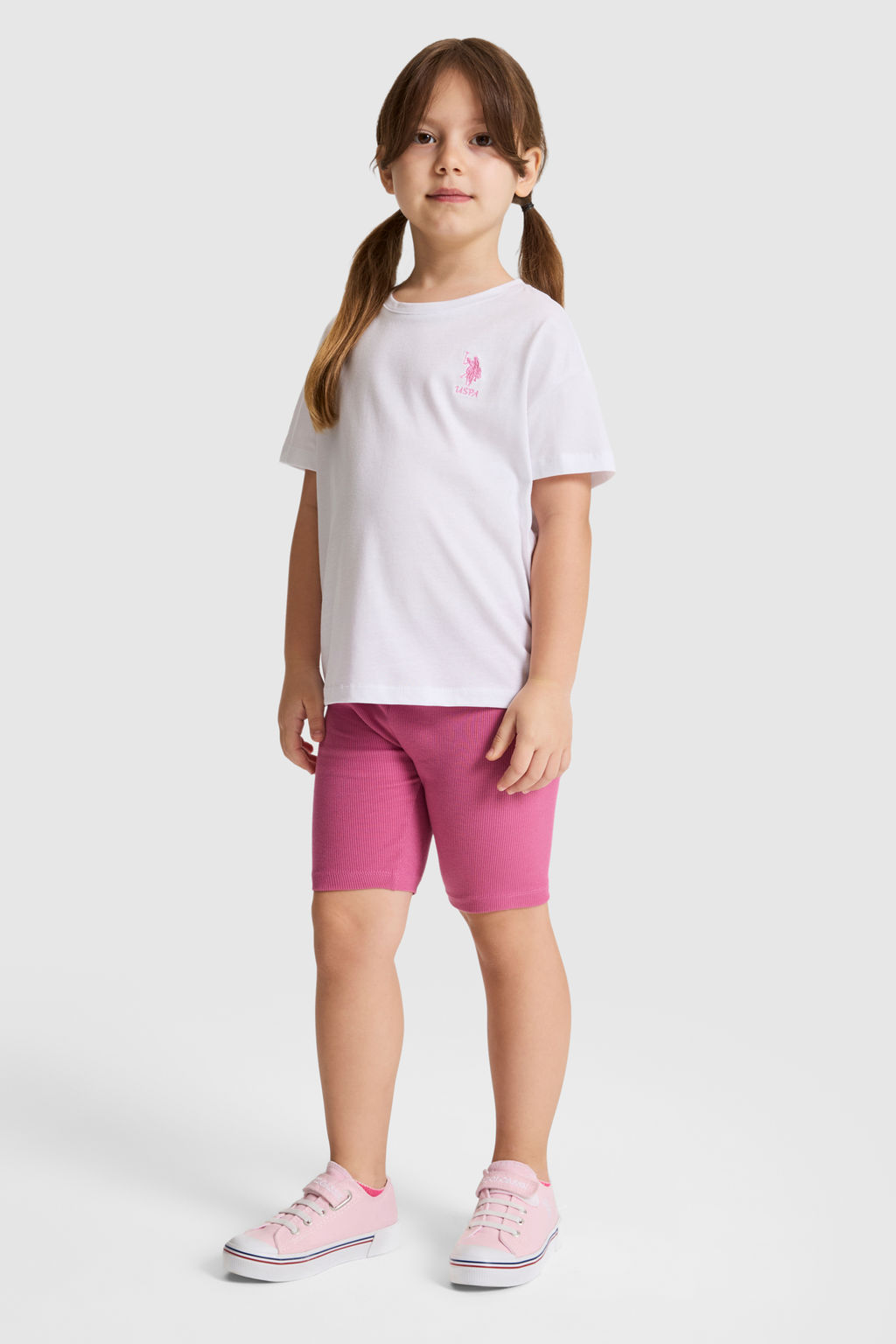 K_z _ocuk Beyaz Bisiklet Yaka Basic Ti__rt - U.s. polo assn фото 4