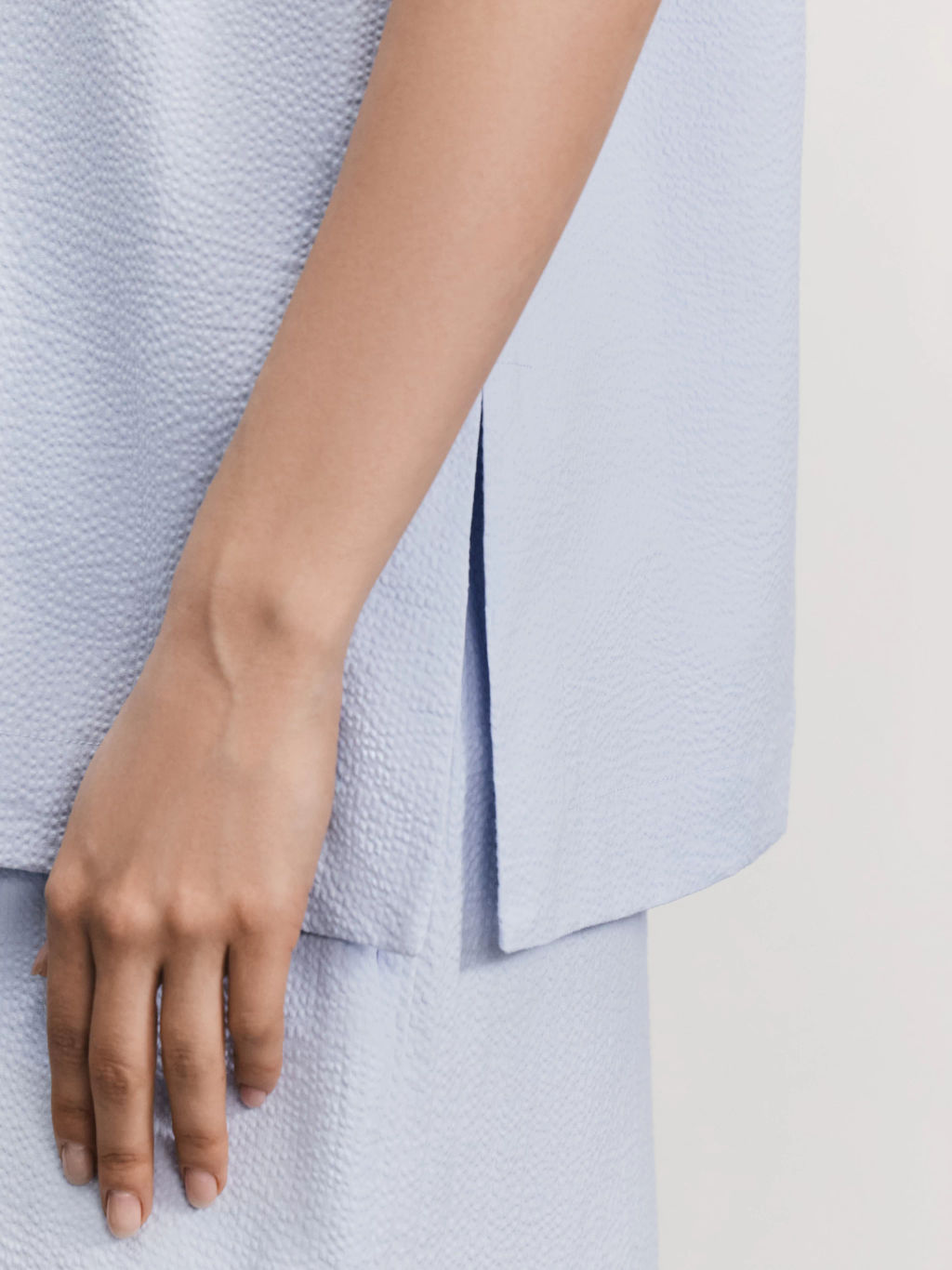 Рубашка с коротким рукавом из фактурного хлопка / Zarina  фото 7