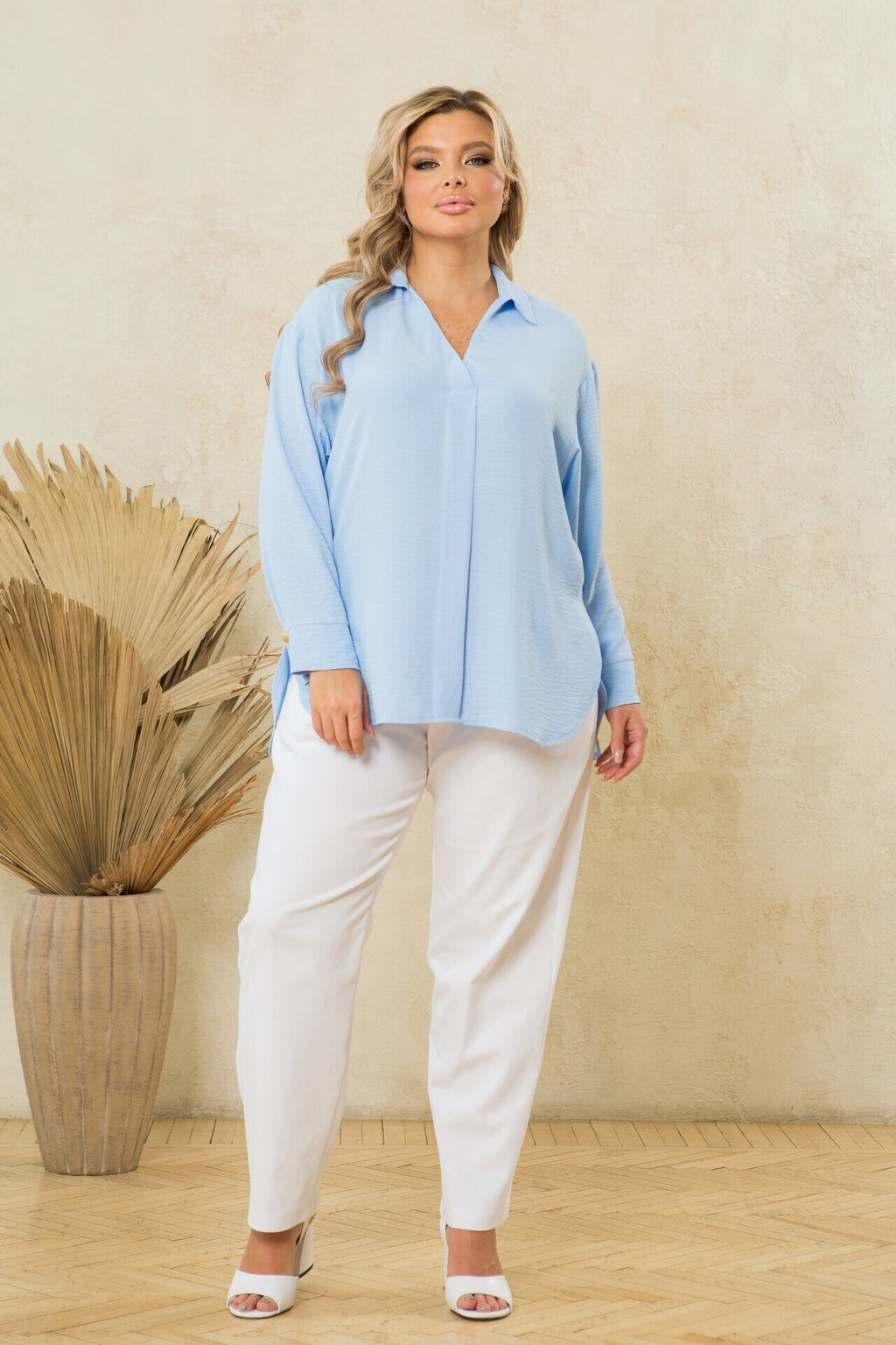 Блуза Р-342 из ткани с эффектом жатки - Ajour фото 19